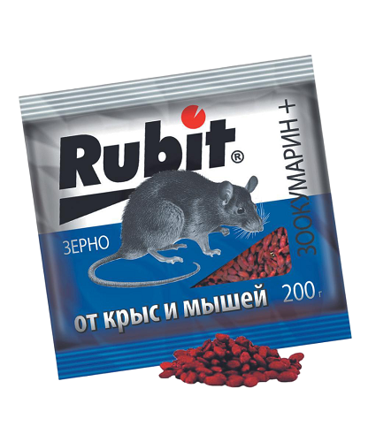 Средство для уничтожения мышей и крыс (зерно) 200г РУБИТ Зоокумарин (1/30)