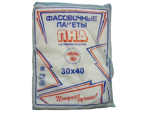 Пакет ПНД 30*40*10мкр в пачке