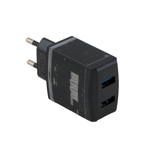 Сетевое зарядное устройство 5V 2,4A 2 USB P-32 черный