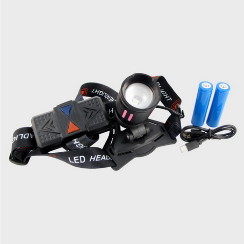 Фонарь налобный аккум RK-012-2T-TG zoom 1 LED 2х18650, шнур TYPE-C