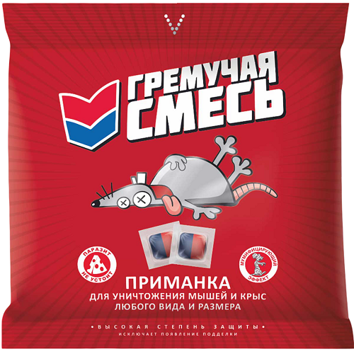 Средство от грызунов (тесто-брикет двойной) ГРЕМУЧАЯ СМЕСЬ 100гр (1/100)